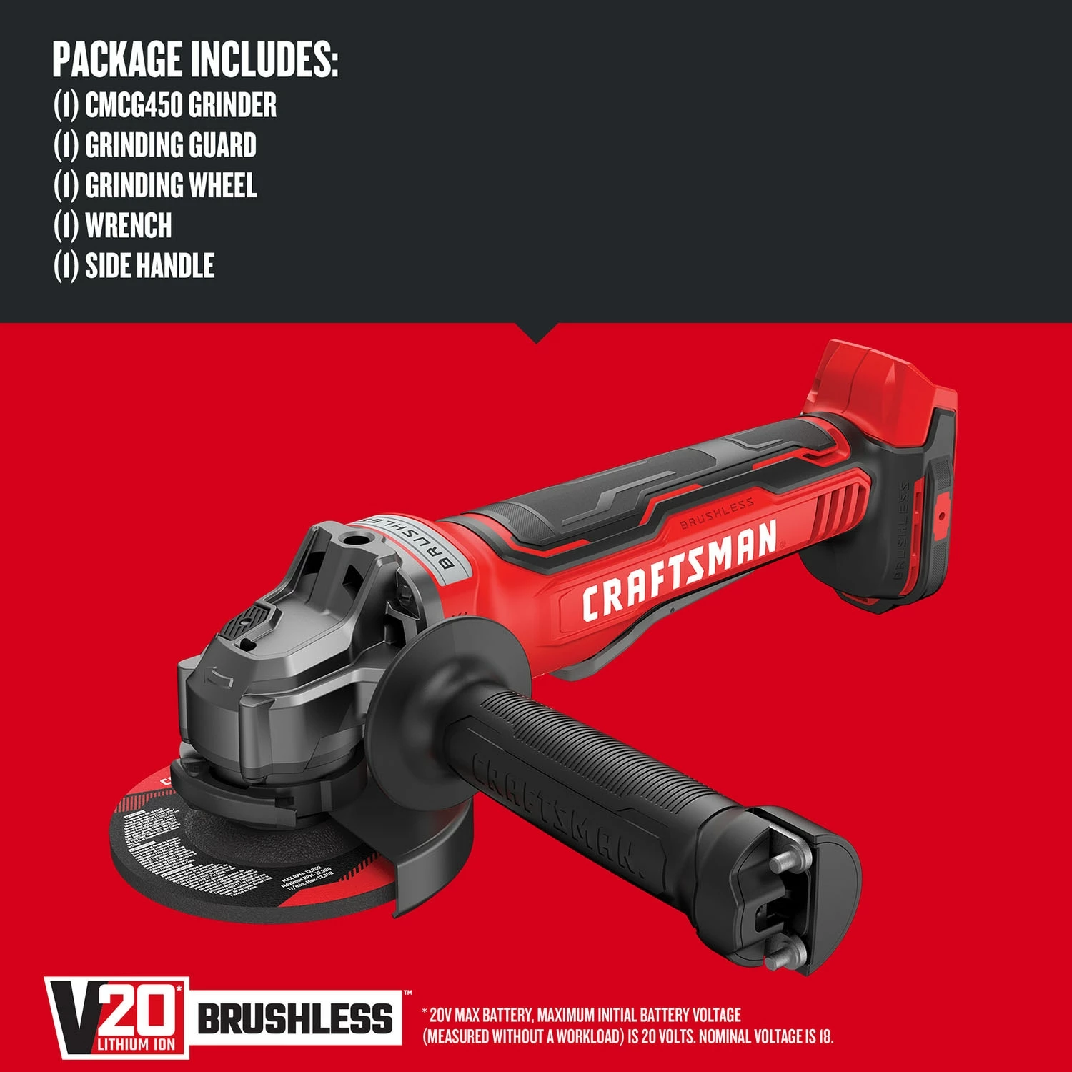 CRAFTSMAN Angle Grinders V20 4.5-in 20-Volt Max Paddle Switch Brushless Cordless Angle Grinder 4 CRAFTSMAN Angle Grinders V20 4.5-in 20-Volt Max Paddle Switch Brushless Cordless Angle Grinder - Image 4