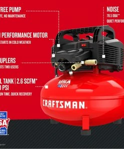 CRAFTSMAN Air Compressors 6-Gallon Single Stage Portable Electric Pancake Air Compressor 17 CRAFTSMAN Air Compressors 6-Gallon Single Stage Portable Electric Pancake Air Compressor -Craftsman Store 14206724