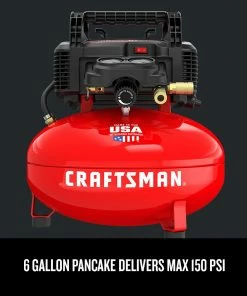 CRAFTSMAN Air Compressors 6-Gallon Single Stage Portable Electric Pancake Air Compressor 18 CRAFTSMAN Air Compressors 6-Gallon Single Stage Portable Electric Pancake Air Compressor -Craftsman Store 14206726