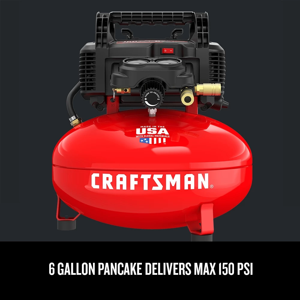 CRAFTSMAN Air Compressors 6-Gallon Single Stage Portable Electric Pancake Air Compressor 8 CRAFTSMAN Air Compressors 6-Gallon Single Stage Portable Electric Pancake Air Compressor - Image 8