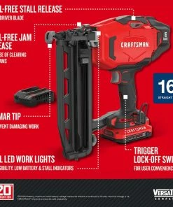 CRAFTSMAN Nailers V20 16-Gauge 20-Volt Max Cordless Finish Nailer -Craftsman Store 14207135