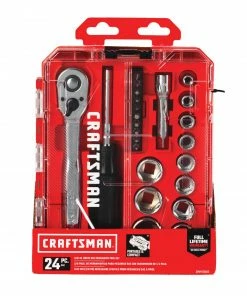 CRAFTSMAN Mechanics Tool Sets 24-Piece Standard (SAE) Polished Chrome Mechanics Tool Set (3/8-in;) -Craftsman Store 14207229