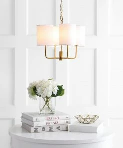 Safavieh Chandeliers Elias 4-Light Brass Gold Craftsman Chandelier -Craftsman Store 14405689 scaled