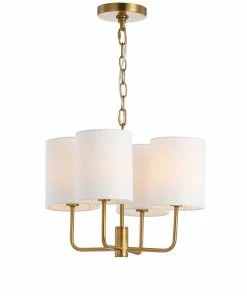 Safavieh Chandeliers Elias 4-Light Brass Gold Craftsman Chandelier -Craftsman Store 14405690 scaled