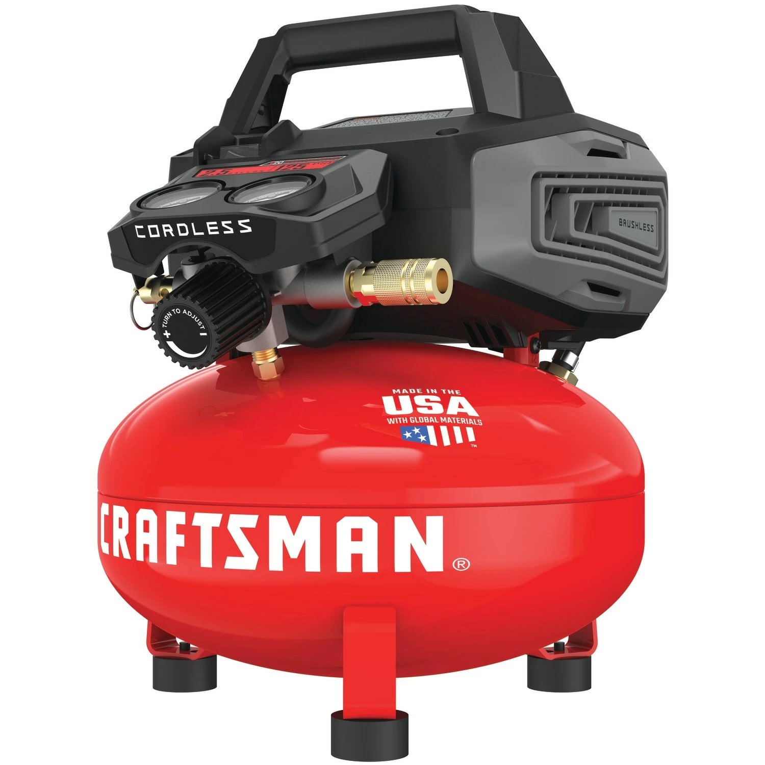 CRAFTSMAN Air Compressors V20 2.5-Gallon Single Stage Portable Cordless Electric Pancake Air Compressor 2 CRAFTSMAN Air Compressors V20 2.5-Gallon Single Stage Portable Cordless Electric Pancake Air Compressor - Image 2
