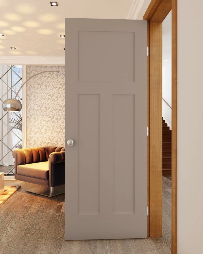 ReliaBilt Prehung Interior Doors Shaker 28-in x 80-in Sand Piper 3-Panel Craftsman Solid Core Prefinished Pine MDF Right Hand Inswing Single Prehung Interior Door 2 ReliaBilt Prehung Interior Doors Shaker 28-in x 80-in Sand Piper 3-Panel Craftsman Solid Core Prefinished Pine MDF Right Hand Inswing Single Prehung Interior Door - Image 2