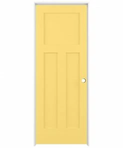 ReliaBilt Prehung Interior Doors Shaker 30-in x 80-in Marigold 3-Panel Craftsman Solid Core Prefinished Pine MDF Left Hand Inswing Single Prehung Interior Door