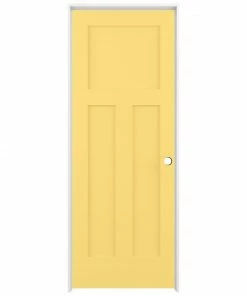 ReliaBilt Prehung Interior Doors Shaker 36-in x 80-in Marigold 3-Panel Craftsman Solid Core Prefinished Pine MDF Left Hand Inswing Single Prehung Interior Door