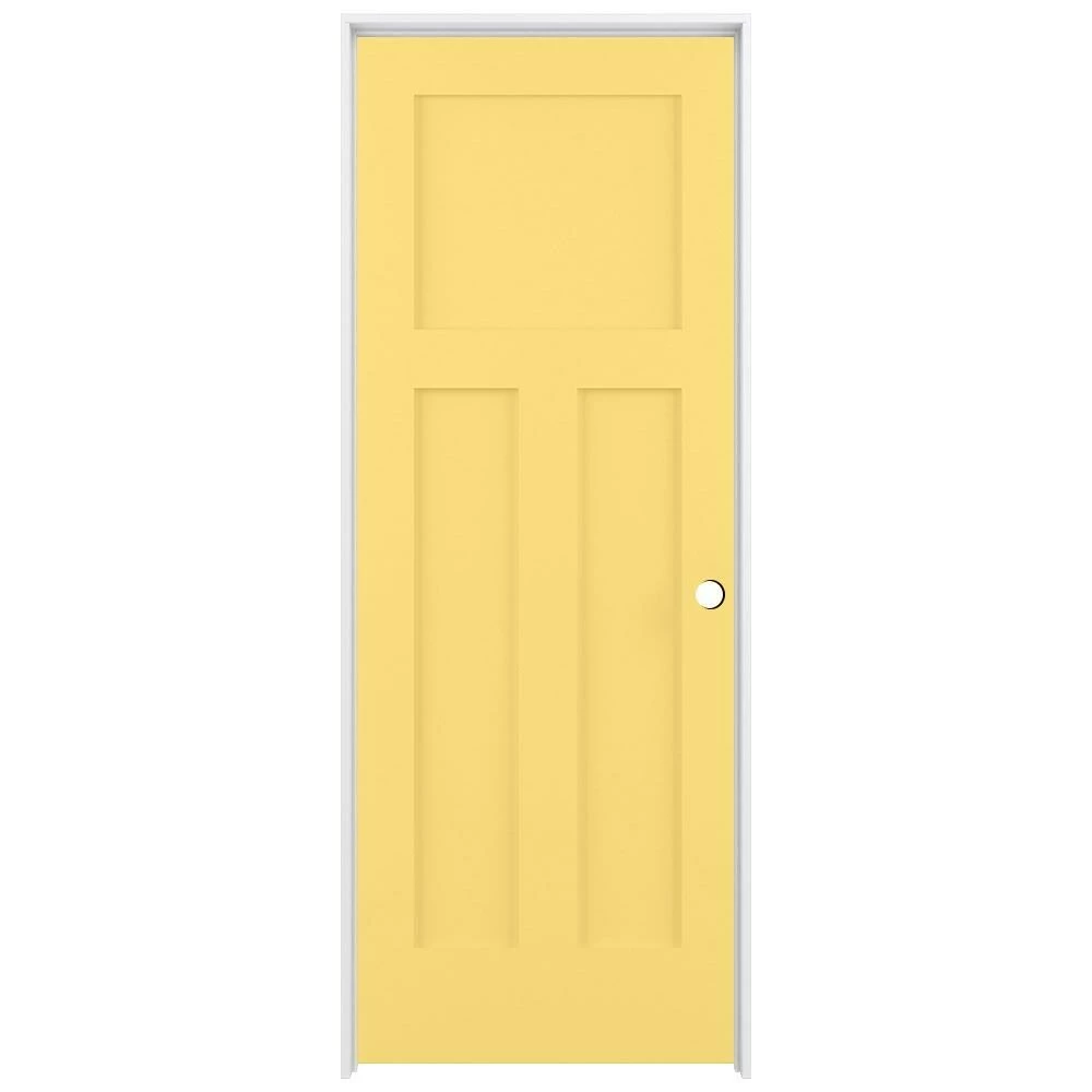 ReliaBilt Prehung Interior Doors Shaker 36-in x 80-in Marigold 3-Panel Craftsman Solid Core Prefinished Pine MDF Left Hand Inswing Single Prehung Interior Door 1 ReliaBilt Prehung Interior Doors Shaker 36-in x 80-in Marigold 3-Panel Craftsman Solid Core Prefinished Pine MDF Left Hand Inswing Single Prehung Interior Door