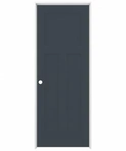 ReliaBilt Prehung Interior Doors Shaker 28-in x 80-in Slate 3-Panel Craftsman Solid Core Prefinished Pine MDF Right Hand Inswing Single Prehung Interior Door