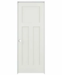 American Building Supply Prehung Interior Doors Shaker 28-in x 80-in Snow Storm 3-Panel Craftsman Solid Core Prefinished Pine MDF Right Hand Inswing Single Prehung Interior Door