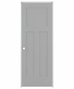 American Building Supply Prehung Interior Doors Shaker 28-in x 80-in Driftwood 3-Panel Craftsman Solid Core Prefinished Pine MDF Right Hand Inswing Single Prehung Interior Door