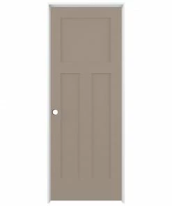 American Building Supply Prehung Interior Doors Shaker 28-in x 80-in Sand Piper 3-Panel Craftsman Solid Core Prefinished Pine MDF Left Hand Inswing Single Prehung Interior Door