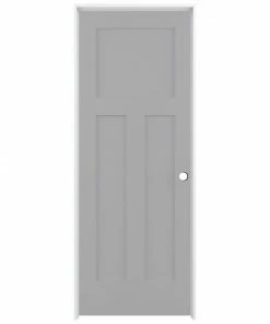 American Building Supply Prehung Interior Doors Shaker 28-in x 80-in Driftwood 3-Panel Craftsman Solid Core Prefinished Pine MDF Left Hand Inswing Single Prehung Interior Door