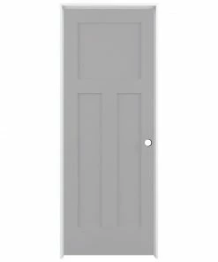 ReliaBilt Prehung Interior Doors Shaker 36-in x 80-in Driftwood 3-Panel Craftsman Solid Core Prefinished Pine MDF Left Hand Inswing Single Prehung Interior Door