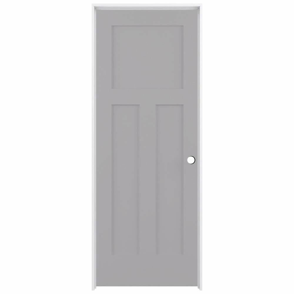 ReliaBilt Prehung Interior Doors Shaker 36-in x 80-in Driftwood 3-Panel Craftsman Solid Core Prefinished Pine MDF Left Hand Inswing Single Prehung Interior Door 1 ReliaBilt Prehung Interior Doors Shaker 36-in x 80-in Driftwood 3-Panel Craftsman Solid Core Prefinished Pine MDF Left Hand Inswing Single Prehung Interior Door