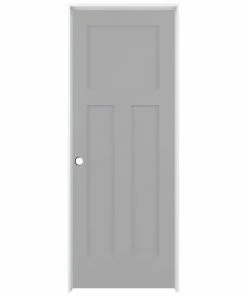 ReliaBilt Prehung Interior Doors Shaker 36-in x 80-in Driftwood 3-Panel Craftsman Solid Core Prefinished Pine MDF Right Hand Inswing Single Prehung Interior Door