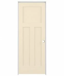 ReliaBilt Prehung Interior Doors Shaker 36-in x 80-in Cream-n-sugar 3-Panel Craftsman Solid Core Prefinished Pine MDF Left Hand Inswing Single Prehung Interior Door