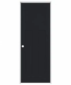ReliaBilt Prehung Interior Doors Shaker 24-in x 80-in Midnight 3-Panel Craftsman Solid Core Prefinished Pine MDF Left Hand Inswing Single Prehung Interior Door