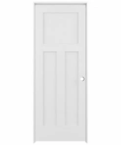 American Building Supply Prehung Interior Doors Shaker 30-in x 80-in White 3-Panel Craftsman Solid Core Prefinished Pine MDF Left Hand Inswing Single Prehung Interior Door