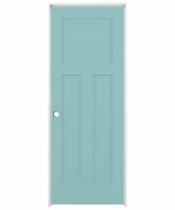 American Building Supply Prehung Interior Doors Shaker 28-in x 80-in Sea Mist 3-Panel Craftsman Solid Core Prefinished Pine MDF Right Hand Inswing Single Prehung Interior Door