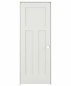 American Building Supply Prehung Interior Doors Shaker 32-in x 80-in Snow Storm 3-Panel Craftsman Solid Core Prefinished Pine MDF Left Hand Inswing Single Prehung Interior Door