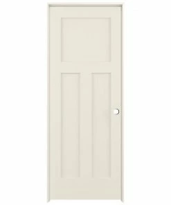 American Building Supply Prehung Interior Doors Shaker 32-in x 80-in Moonglow 3-Panel Craftsman Solid Core Prefinished Pine MDF Left Hand Inswing Single Prehung Interior Door