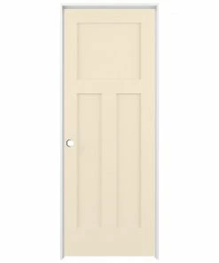 American Building Supply Prehung Interior Doors Shaker 24-in x 80-in Cream-n-sugar 3-Panel Craftsman Solid Core Prefinished Pine MDF Right Hand Inswing Single Prehung Interior Door