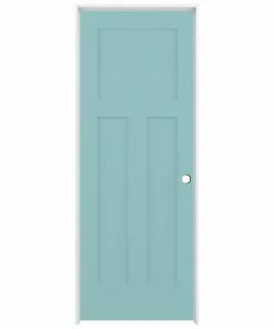 American Building Supply Prehung Interior Doors Shaker 24-in x 80-in Sea Mist 3-Panel Craftsman Solid Core Prefinished Pine MDF Left Hand Inswing Single Prehung Interior Door