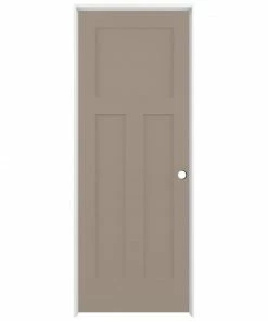 American Building Supply Prehung Interior Doors Shaker 32-in x 80-in Sand Piper 3-Panel Craftsman Solid Core Prefinished Pine MDF Right Hand Inswing Single Prehung Interior Door