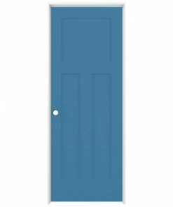 American Building Supply Prehung Interior Doors Shaker 24-in x 80-in Blue Heron 3-Panel Craftsman Solid Core Prefinished Pine MDF Right Hand Inswing Single Prehung Interior Door