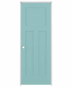 American Building Supply Prehung Interior Doors Shaker 30-in x 80-in Sea Mist 3-Panel Craftsman Solid Core Prefinished Pine MDF Right Hand Inswing Single Prehung Interior Door