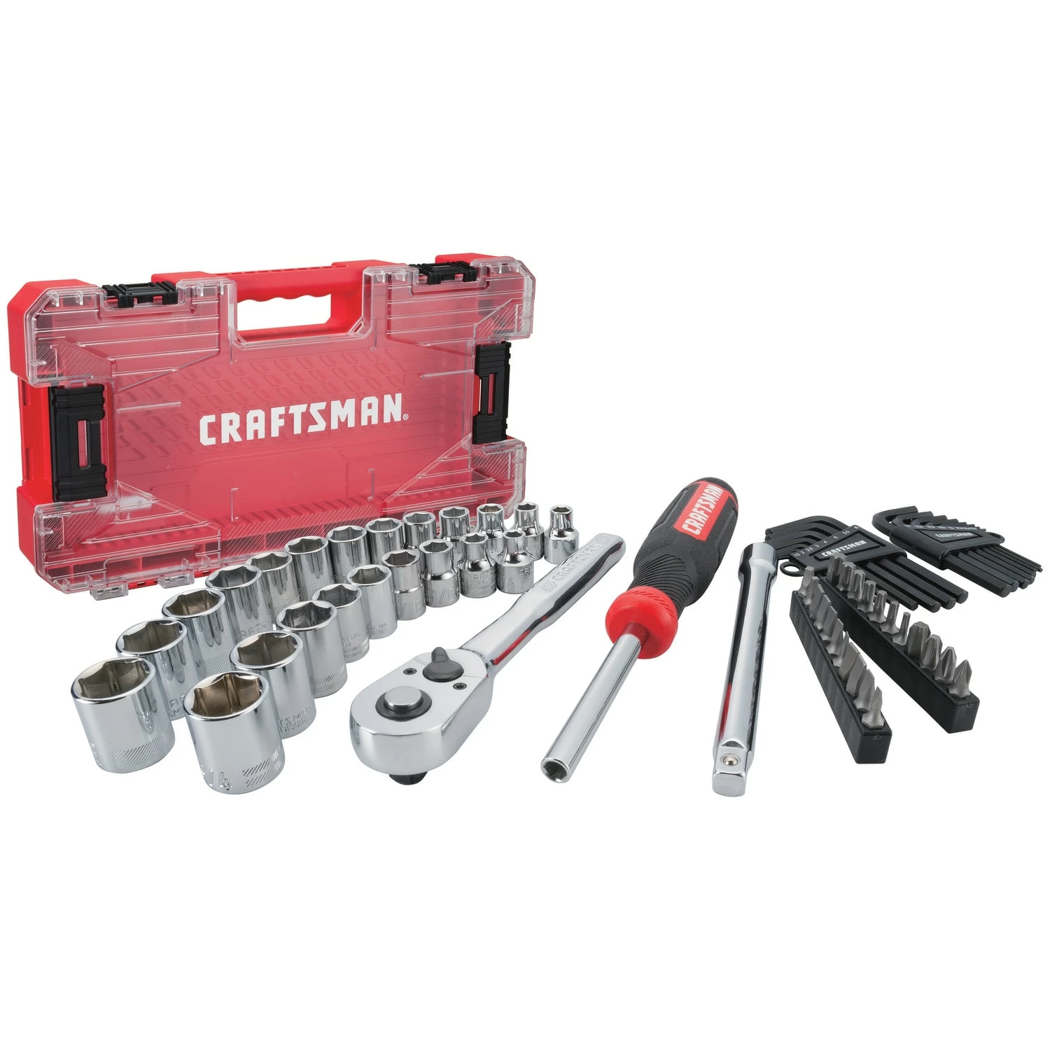 CRAFTSMAN Mechanics Tool Sets 63-Piece Standard (SAE) and Metric Combination Chrome Mechanics Tool Set (3/8-in) 2 CRAFTSMAN Mechanics Tool Sets 63-Piece Standard (SAE) and Metric Combination Chrome Mechanics Tool Set (3/8-in) - Image 2