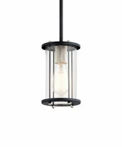 Kichler Pendant Lighting Loman Matte Black and Brushed Nickel Craftsman Clear Glass Cylinder Mini Pendant Light 18 Kichler Pendant Lighting Loman Matte Black and Brushed Nickel Craftsman Clear Glass Cylinder Mini Pendant Light -Craftsman Store 15195420