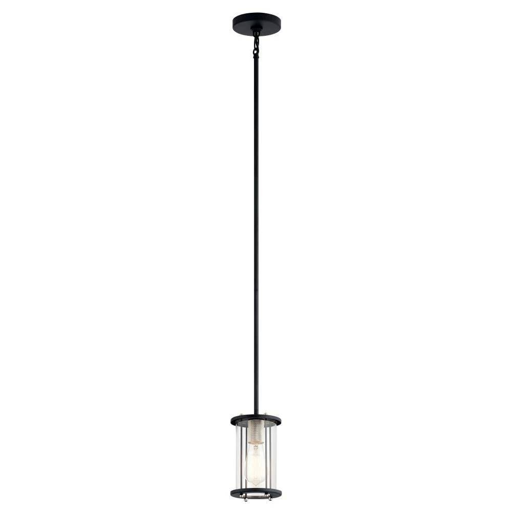 Kichler Pendant Lighting Loman Matte Black and Brushed Nickel Craftsman Clear Glass Cylinder Mini Pendant Light 1 Kichler Pendant Lighting Loman Matte Black and Brushed Nickel Craftsman Clear Glass Cylinder Mini Pendant Light