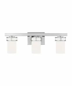 Sea Gull Lighting Vanity Lights Robie 3-Light Chrome Craftsman Vanity Light