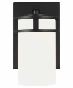Sea Gull Lighting Wall Sconces Robie 5-in W 1-Light Midnight Black Craftsman Wall Sconce