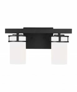 Sea Gull Lighting Vanity Lights Robie 2-Light Black Craftsman Vanity Light