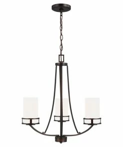 Sea Gull Lighting Chandeliers Robie 3-Light Bronze Craftsman Chandelier