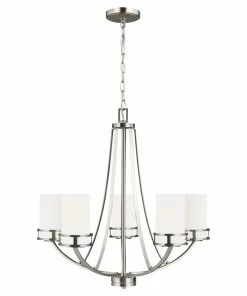 Sea Gull Lighting Chandeliers Robie 5-Light Brushed Nickel Craftsman Chandelier