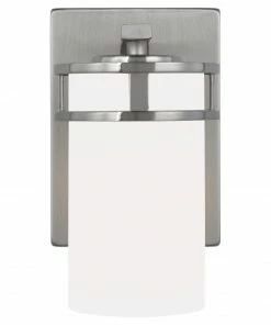 Sea Gull Lighting Wall Sconces Robie 5-in W 1-Light Brushed Nickel Craftsman Wall Sconce