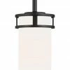 Sea Gull Lighting Pendant Lighting Robie Midnight Black Craftsman Etched Glass Cylinder Mini Pendant Light