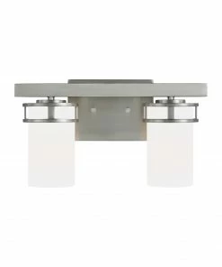 Sea Gull Lighting Vanity Lights Robie 2-Light Nickel Craftsman Vanity Light