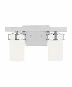 Sea Gull Lighting Vanity Lights Robie 2-Light Chrome Craftsman Vanity Light