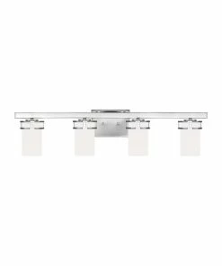 Sea Gull Lighting Vanity Lights Robie 4-Light Chrome Craftsman Vanity Light