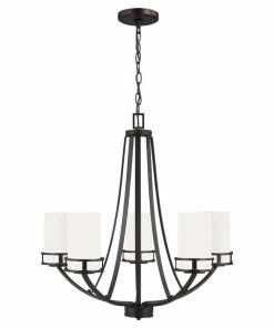 Sea Gull Lighting Chandeliers Robie 5-Light Bronze Craftsman Chandelier