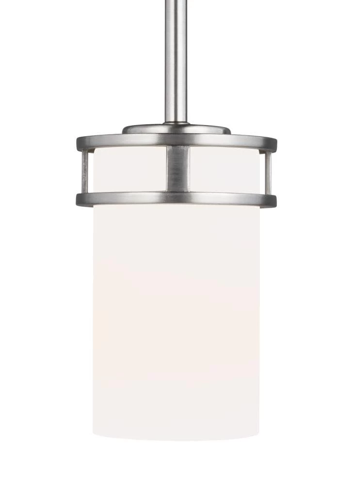 Sea Gull Lighting Pendant Lighting Robie Brushed Nickel Craftsman Etched Glass Cylinder Mini Pendant Light 1 Sea Gull Lighting Pendant Lighting Robie Brushed Nickel Craftsman Etched Glass Cylinder Mini Pendant Light