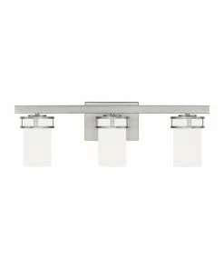 Sea Gull Lighting Vanity Lights Robie 3-Light Nickel Craftsman Vanity Light