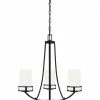 Sea Gull Lighting Chandeliers Robie 3-Light Midnight Black Craftsman Chandelier