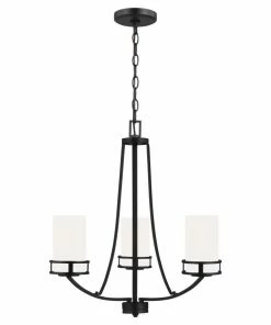 Sea Gull Lighting Chandeliers Robie 3-Light Midnight Black Craftsman Chandelier